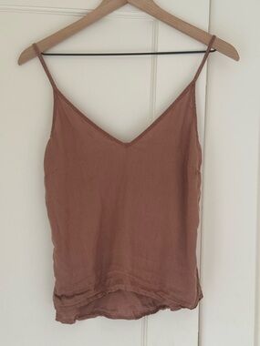 ESBY Linen Camisole XS Made in USA Rust Tank Top